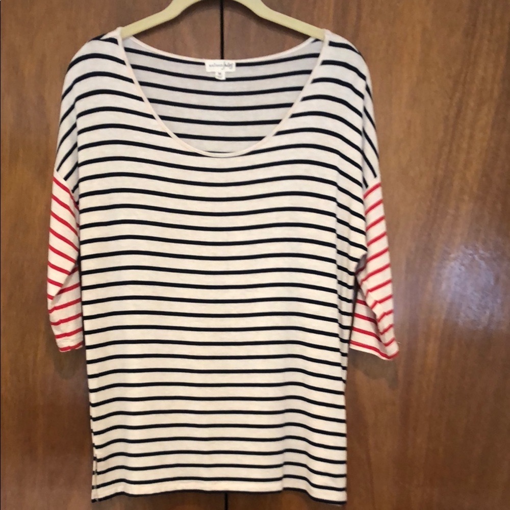 Maison Jules Cream & Black Striped Tee – Size Medium - Excellent Cindition